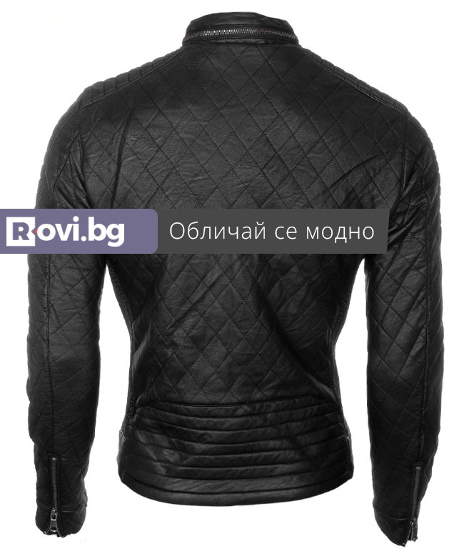 Mъжко пролетно яке в черно от Еко-кожа „Стефан“